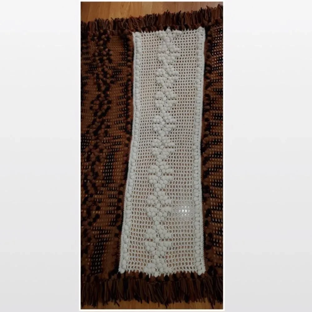 Vintage Hand Crochet Striped Blanket Home